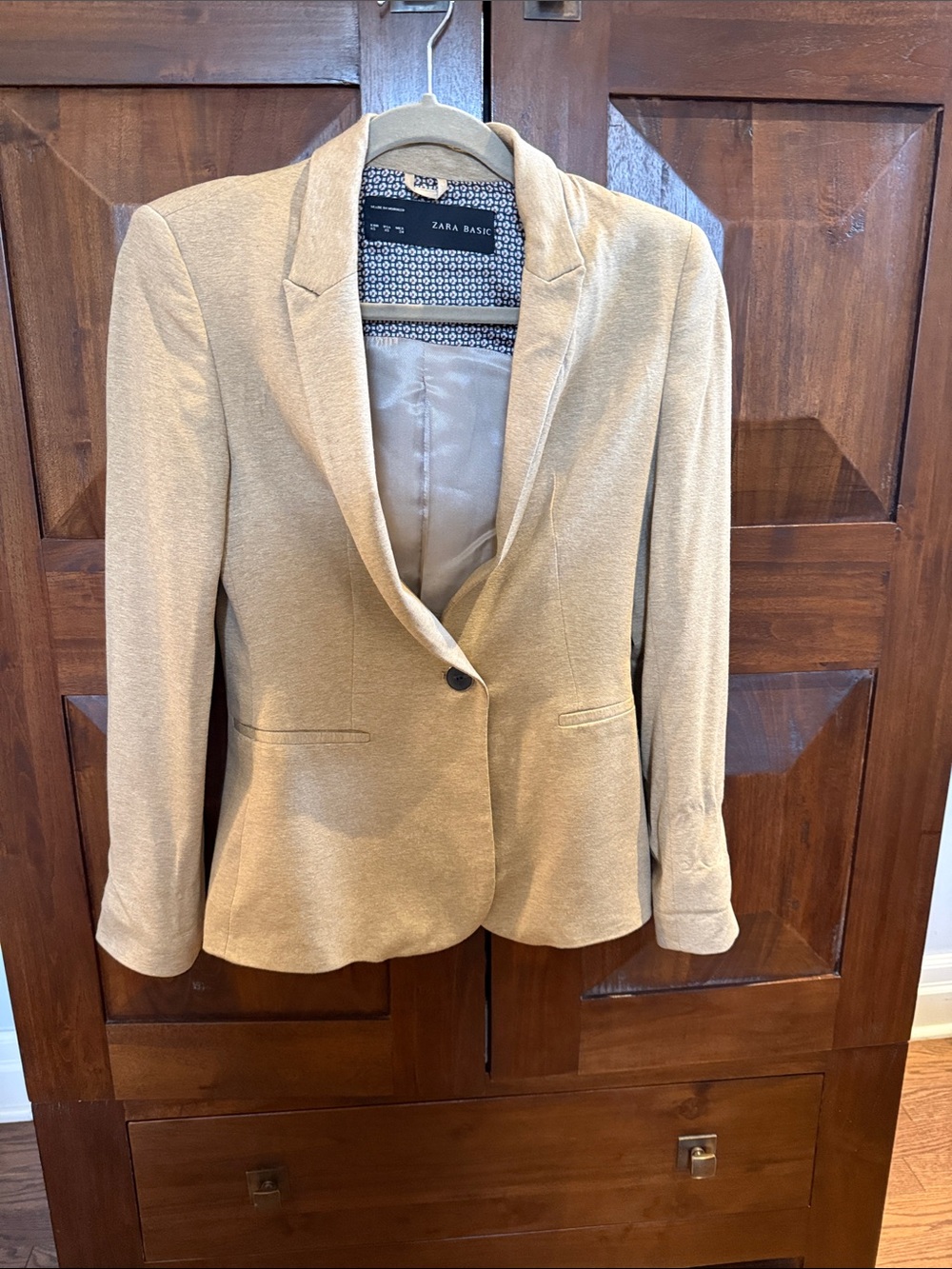 Zara Camel Single-Button Blazer
